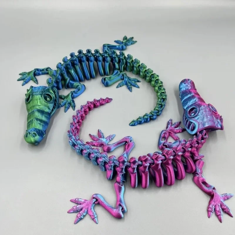 3D Printed Skull Crocodiles Model Figures Multi-Jointed Movable Joints Creative Collection Desktop Decoration for Anime Gifts