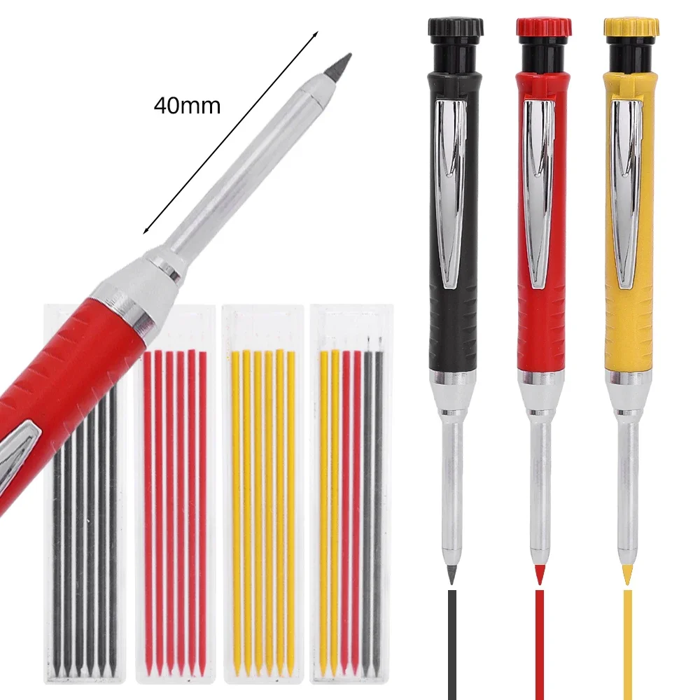 Solid Carpenter Pencil Set Woodworking Tools Mechanical Built-in Sharpener For Scriber Wood Floor Metal Marking Drawing Tool