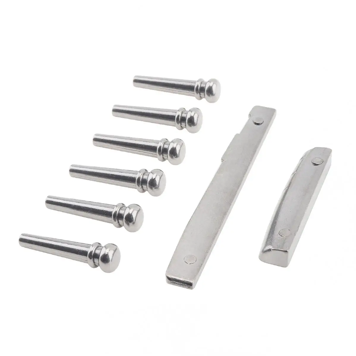 6pcs Zinc Alloy Bridge Pins & Bridge Nut Saddle Set for Folk Acoustic Guitar