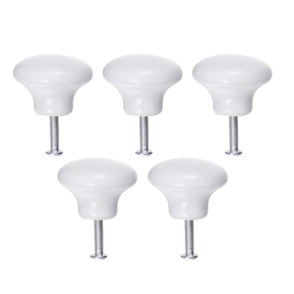 

5Pcs Round Ceramic Cupboard Knobs Pull Handles for Drawer Door Cabinet Chest of Drawers White 350x350x200cm Easy Install Metal