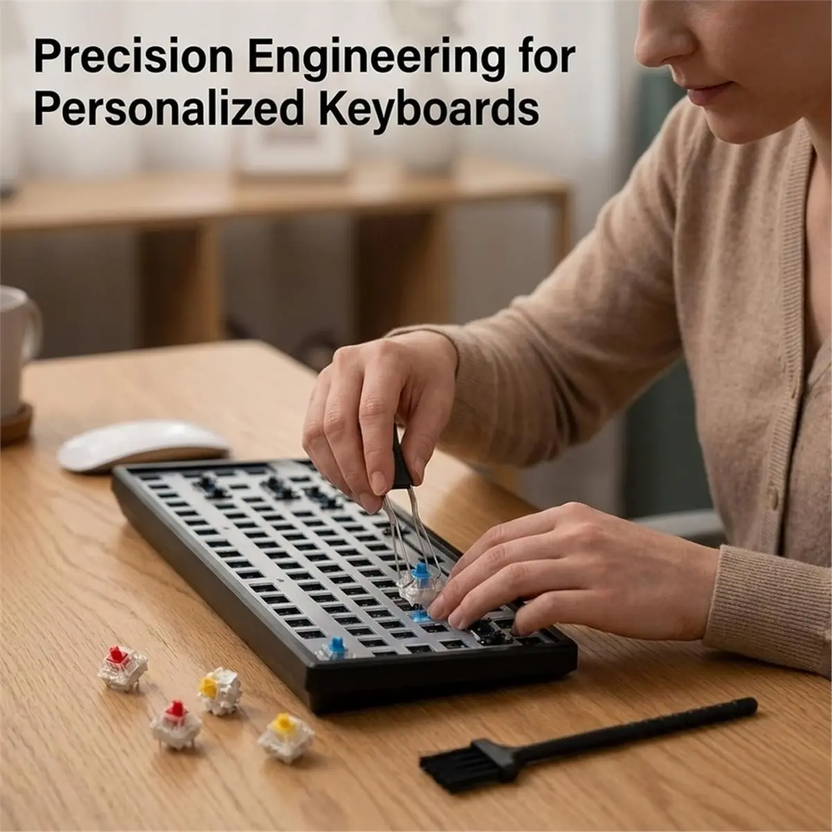 a16i-conjunto-de-90-clickers-para-teclado-com-pinca-e-escova-clickers-para-impressao-3d-switches-de-teclado-30-azuis-30-amarelos-30-vermelhos