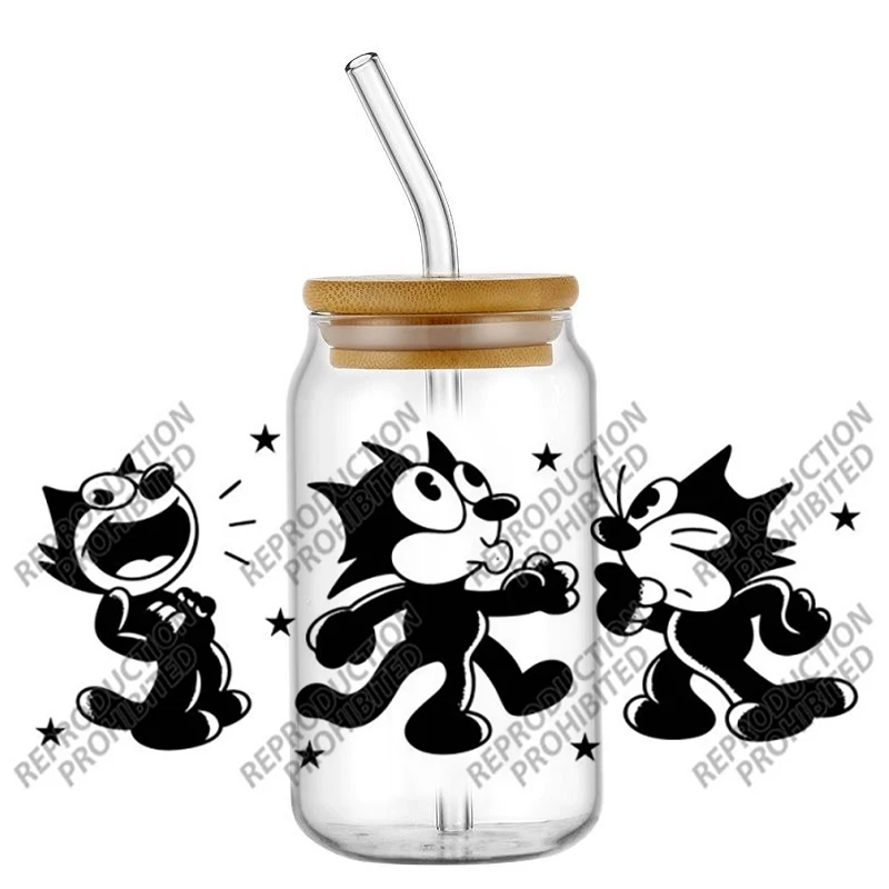 Black cat design Transfer Decal UV DTF for 16oz Libbey DIY Gift Performance Car Selfadhesive 3D Sticker Cup Wraps - view 4