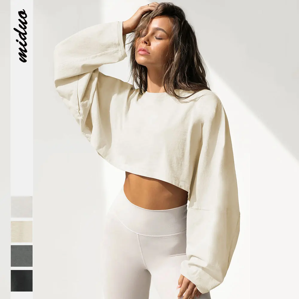 

Women T Shirt Solid Color Short Sport Hoodies& Sweatshirts Autumn Winter Round Neck Loose Long Sleeve Y2k T Shirt Top