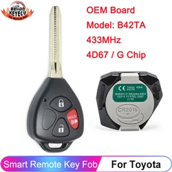 KEYECU OEM B42TA 3 Buttons 433MHz 4D67 / G Chip For Toyota Hilux Vigo 4Runner Fortuner 2003 2004 2005-2011 Head Key Remote Fob