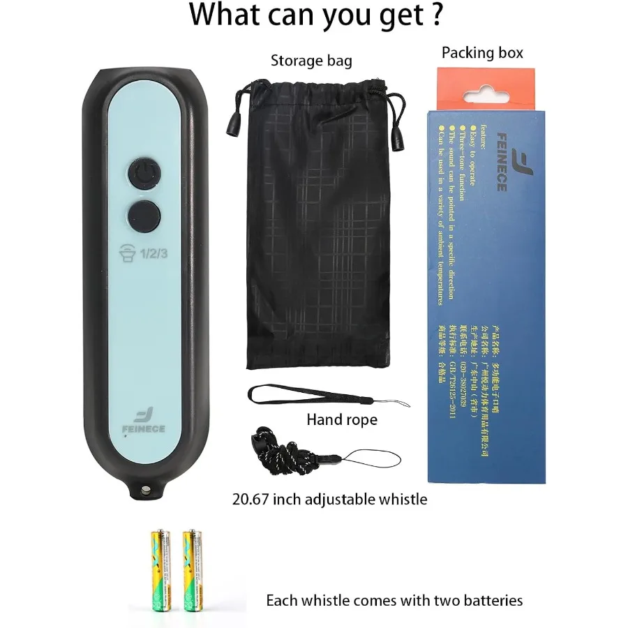 นกหวีดโค้ชเสียงดัง 120 เดซิเบล แบบอิเล็กทรอนิกส์ มีเสียง 3 แบบ พร้อมสายคล้องคอ แบตเตอรี่ สีดำ สีน้ำเงิน