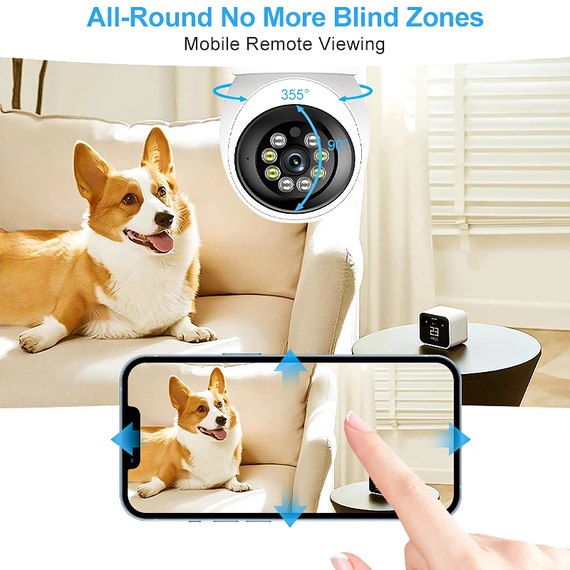 كاميرا ذكية قابلة للدوران 2K، مراقبة واي فاي قابلة للتحكم في اتجاهين، تتبع تلقائي للصوت، شاشة رؤية ليلية ملونة، كاميرا داخلية #2