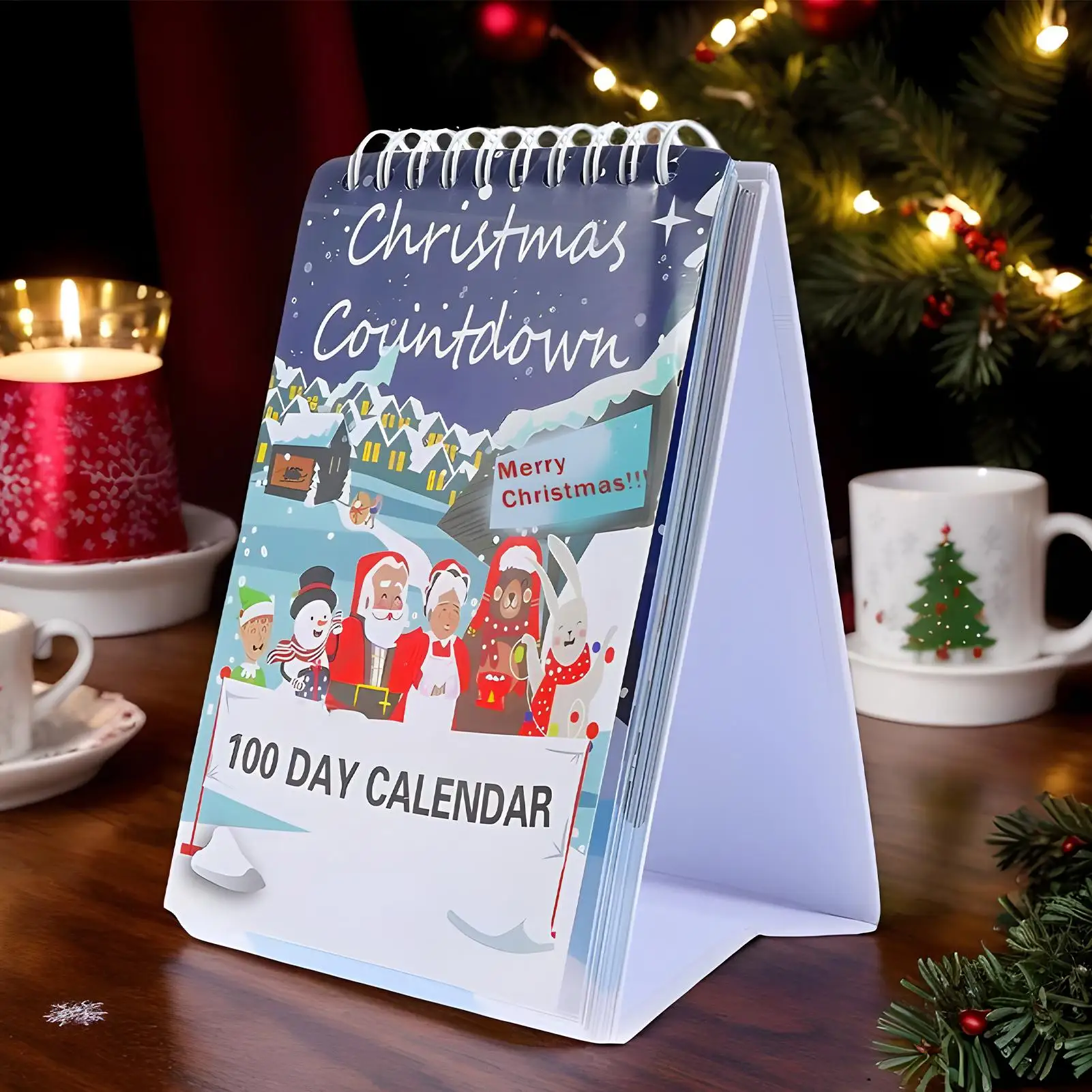

Christmas Calendar 2025 Christmas Calendar Desktop Advent 100 Days Interactive Home Decor Wall Art Desk Centerpiece for Tabletop