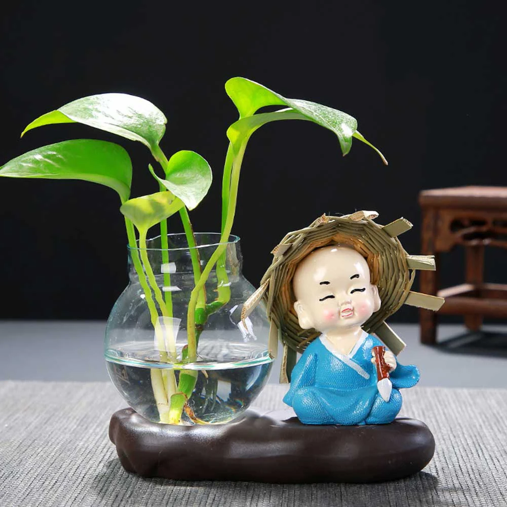 مزهرية زجاجية لطيفة على شكل رسوم كرتونية مزهرية زجاجية شفافة للنباتات وعاء نباتات حديث زينة لسطح المكتب لغرفة الدراسة المنزلية #3