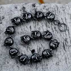 BEIER 2023 New Unique Design Stainless Steel Matte Retro Skull Chain Bracelet Punk Cool Men's Bangle Gothic Accessories Jewelry