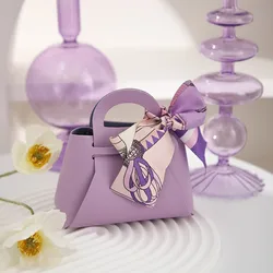 Leather Gift Bags Bow Ribbon Packaging Bag Wedding Favour Distributions Bags Eid Mubarak Candy Packaging Box Mini Handbag