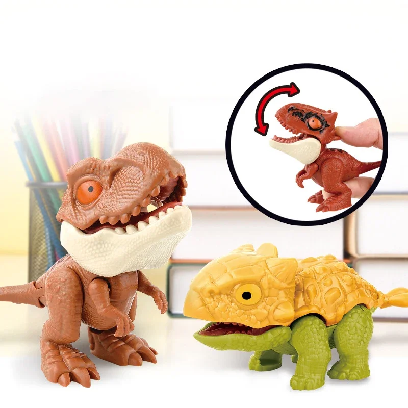 5Pcs Creative Mini Cartoon Animal Tyrannosaurus Toy Plastic Hand Bite Finger Dinosaurs Funny Animal Play Gifts Kid Gift Party view 5