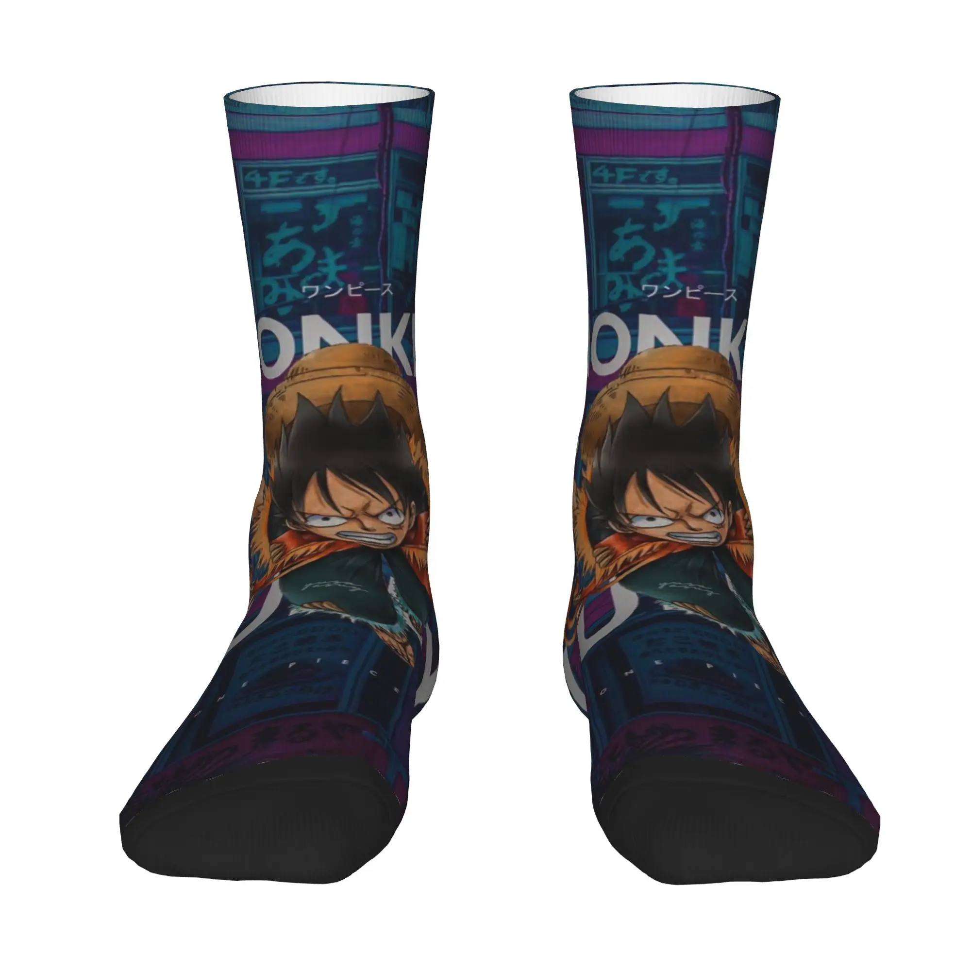 1 Pair Funny Sock One Piece Luffy (22) Hip Hop Seamless Pattern Printed Men Socks Novelty Men's Socks