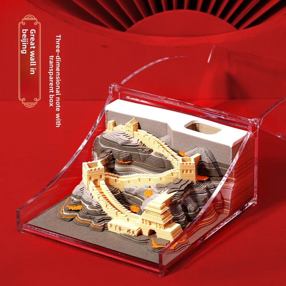 Nota adesiva per intaglio di carta 3D Strappo della Grande Muraglia di Pechino Modello architettonico Arte Culturale Decorazione creativa Regalo da viaggio