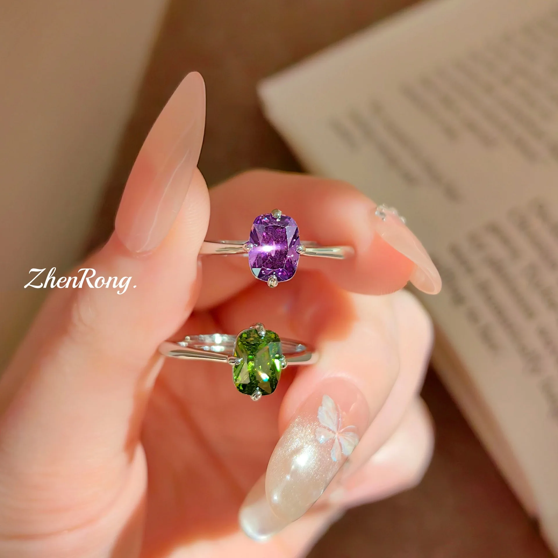Retro Simple Old Money Wind S925 Sterling Silver Ring Featuring Paraiba Tanzanian Blue Olive Green Colored Treasure For Women