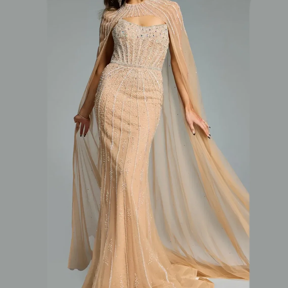 Elegante lantejoulas miçangas sem mangas sereia vestidos de noite formais festa de aniversário vestidos de baile personalizados