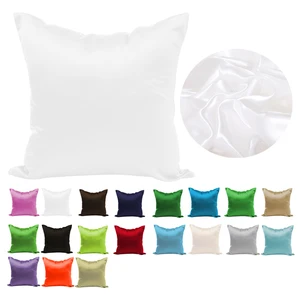 Imitated silk pillow 100% satin pillow cover 50x50 solid pillowcase 60x60cm home decor for sofa chair 45x45 40x40 smooth Main Main Sales Capant Cushion 40x40 - №6