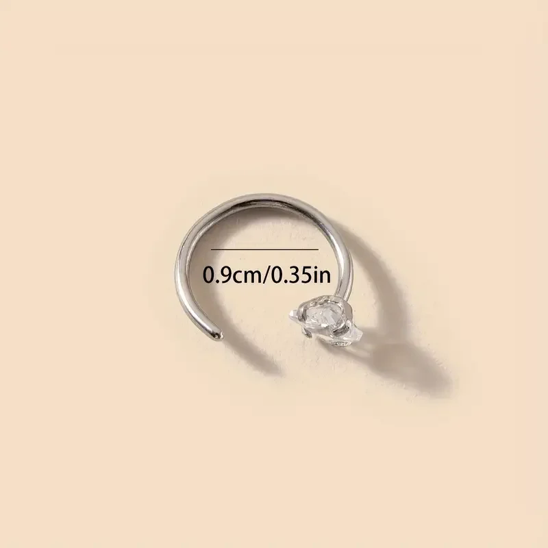 1pc Inlaid Shiny Zircon Hoop Nose Ring O-Shaped Nose Piercing Jewelry For Women Men Daily Wear