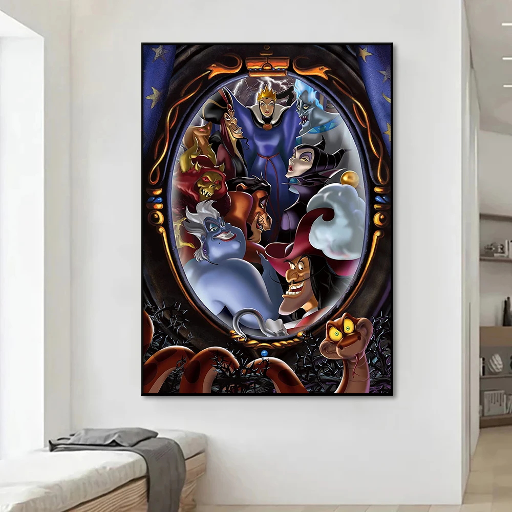 Disney Movie Villain Magic Mirror Canvas Painting, Cartoon Picture Print, Poster for Kids, Living Room, Home Wall Art Decor