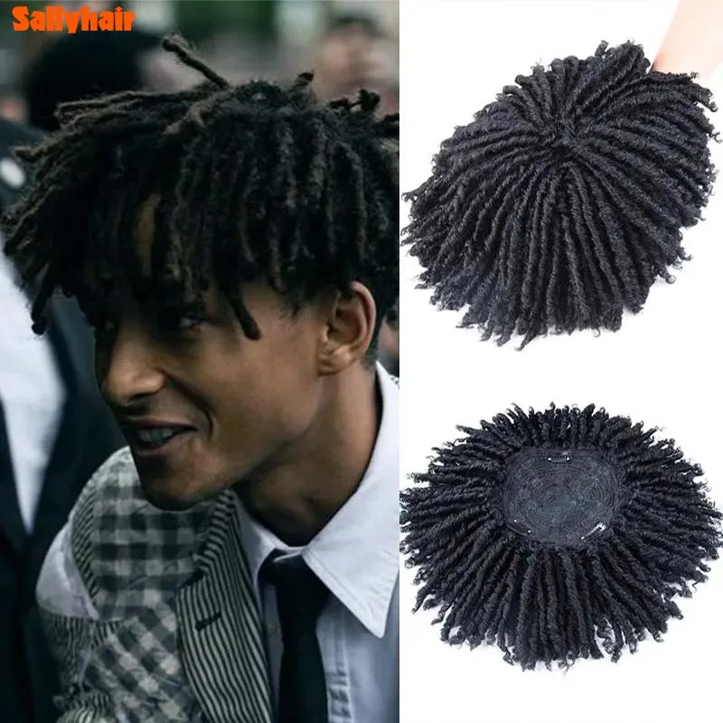 6inch Dreadlocks Hair Topper Guleless Wig Synthetic Hair Toupee Headband Gradient Conical Clips in Hairpiece For Men & Women