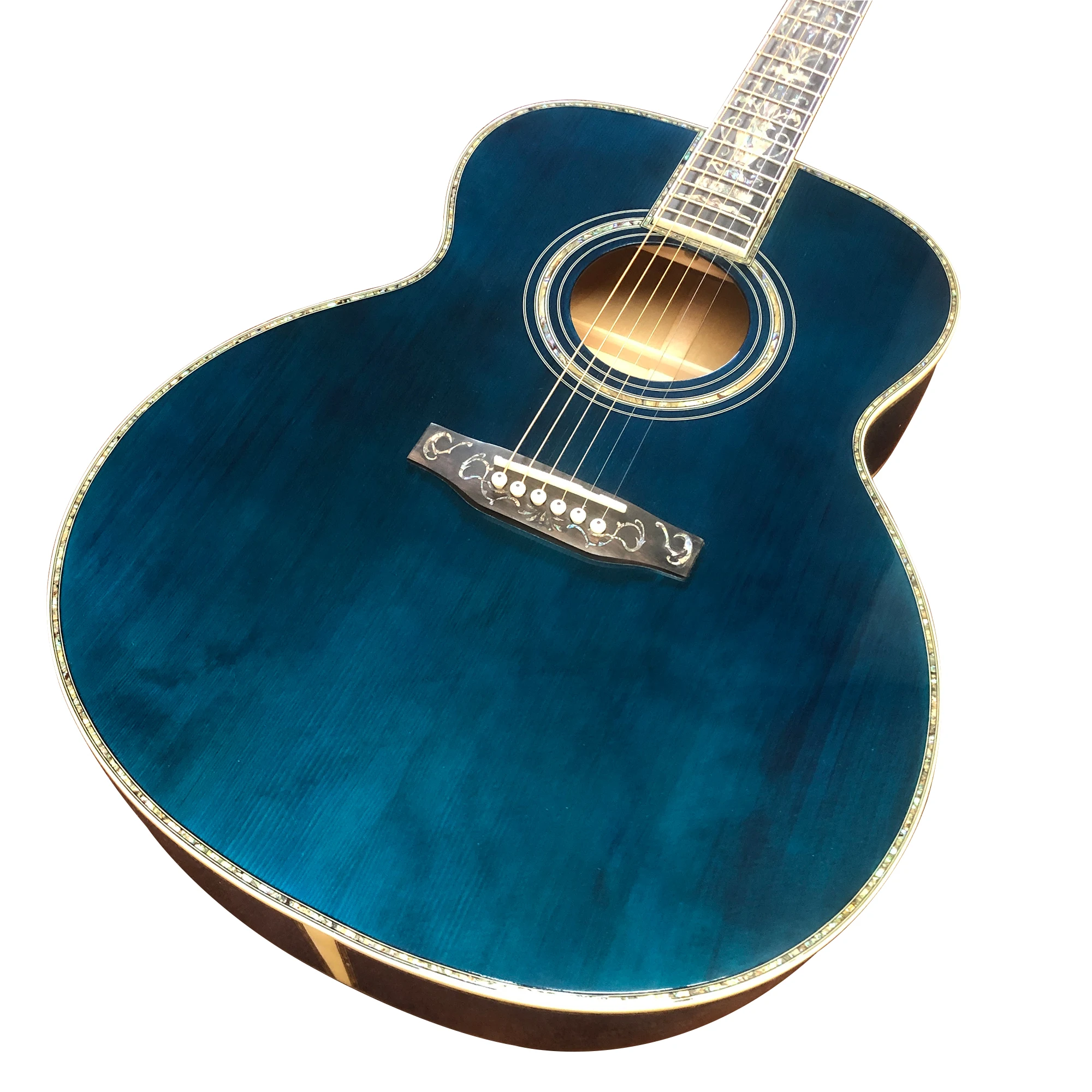 40 inch om45 blue purple painted real abalone inlaid with black finger acoustic guitar