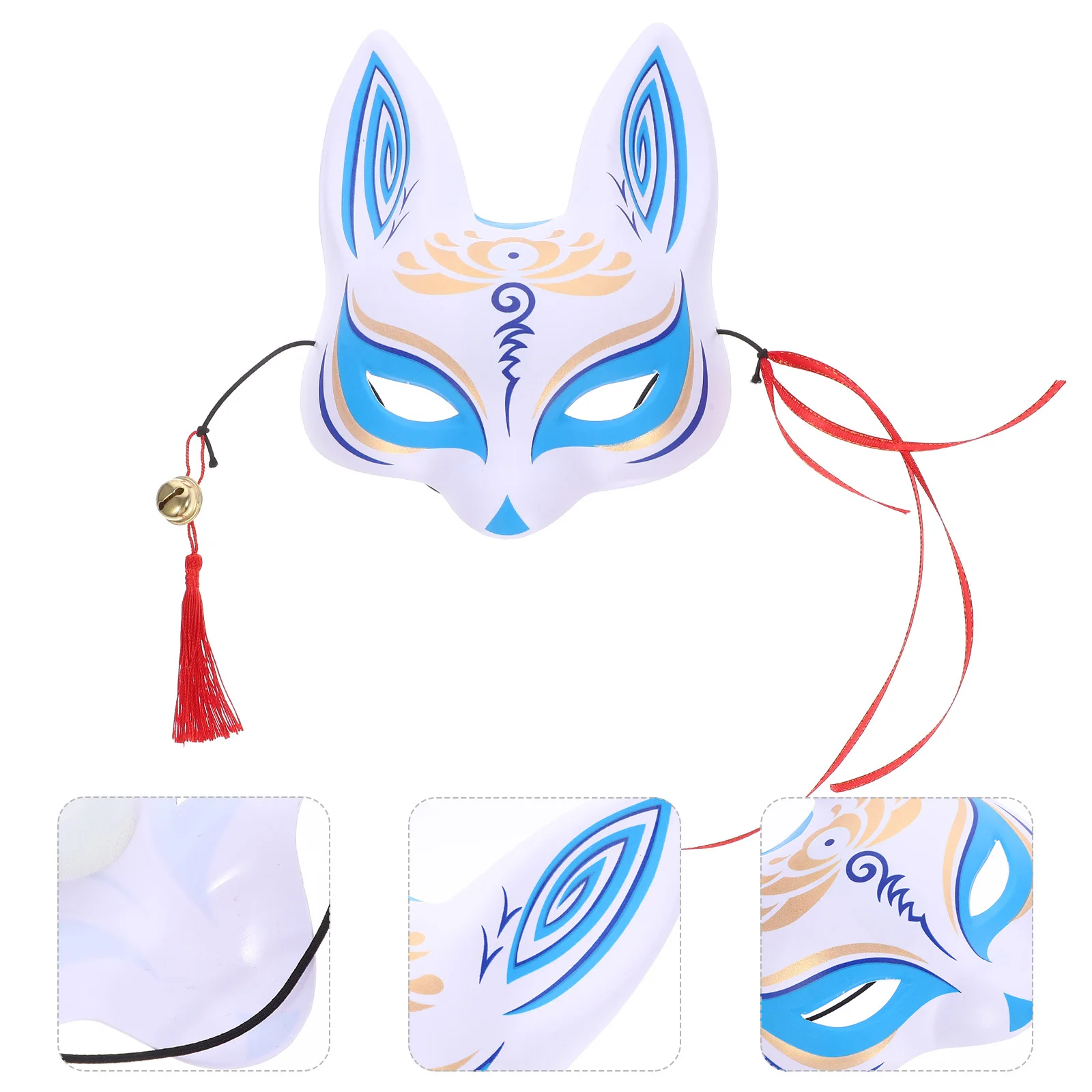 

1pc Half Face Fox Mask Japanese Style Animal Mask For Cosplay Party Masquerade Decorative Costume Accessory