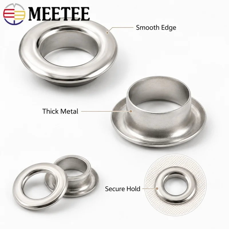 100Sets Meetee 4/5/8/10/12mm Metal Eyelets with Installer Die Punch Tool Set for Clothing Belt Leather Craft Grommet Repair Kit