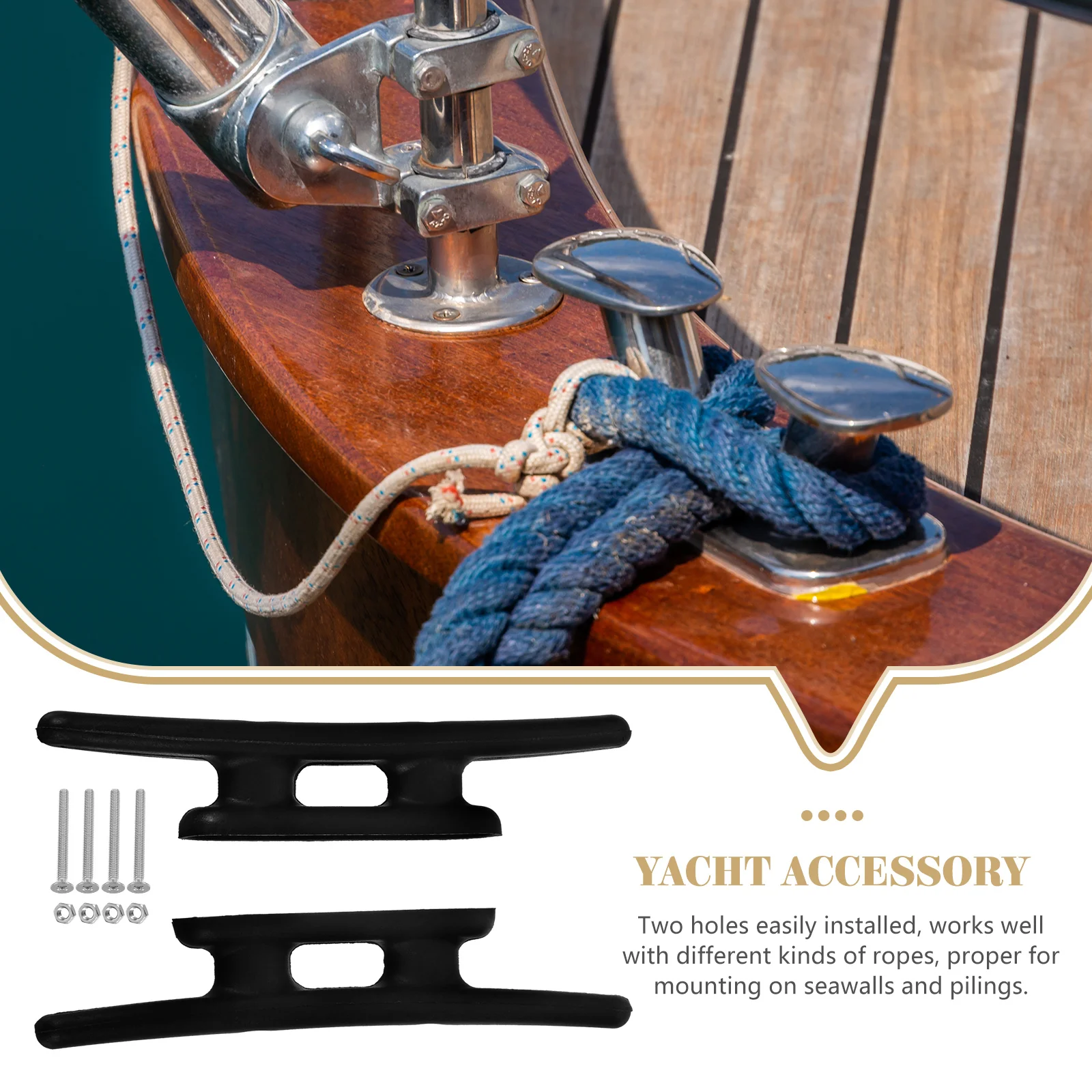 

2 pcs Black Nylon Rope Cleats High Impact Marine Mooring Cleat For Boat Dock Yacht Canoe Kayak Deck Tie Down Outdoor Water