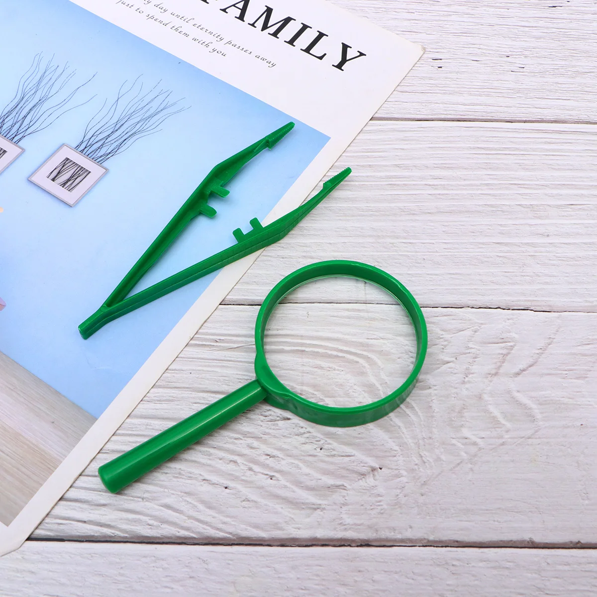 

3 set 3 Sets Kids Observation Magnifying Glass Tweezers Outdoor Nature For Boys Girls Camping Science Learning Tool Lightweight