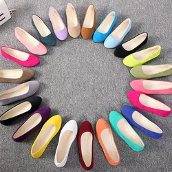 Women Flats Slip on Flat Shoe Candy Color Pointed Toe Female Loafers Plus Size Shoes Woman Spring Faux Suede Ladies Ballet Flats