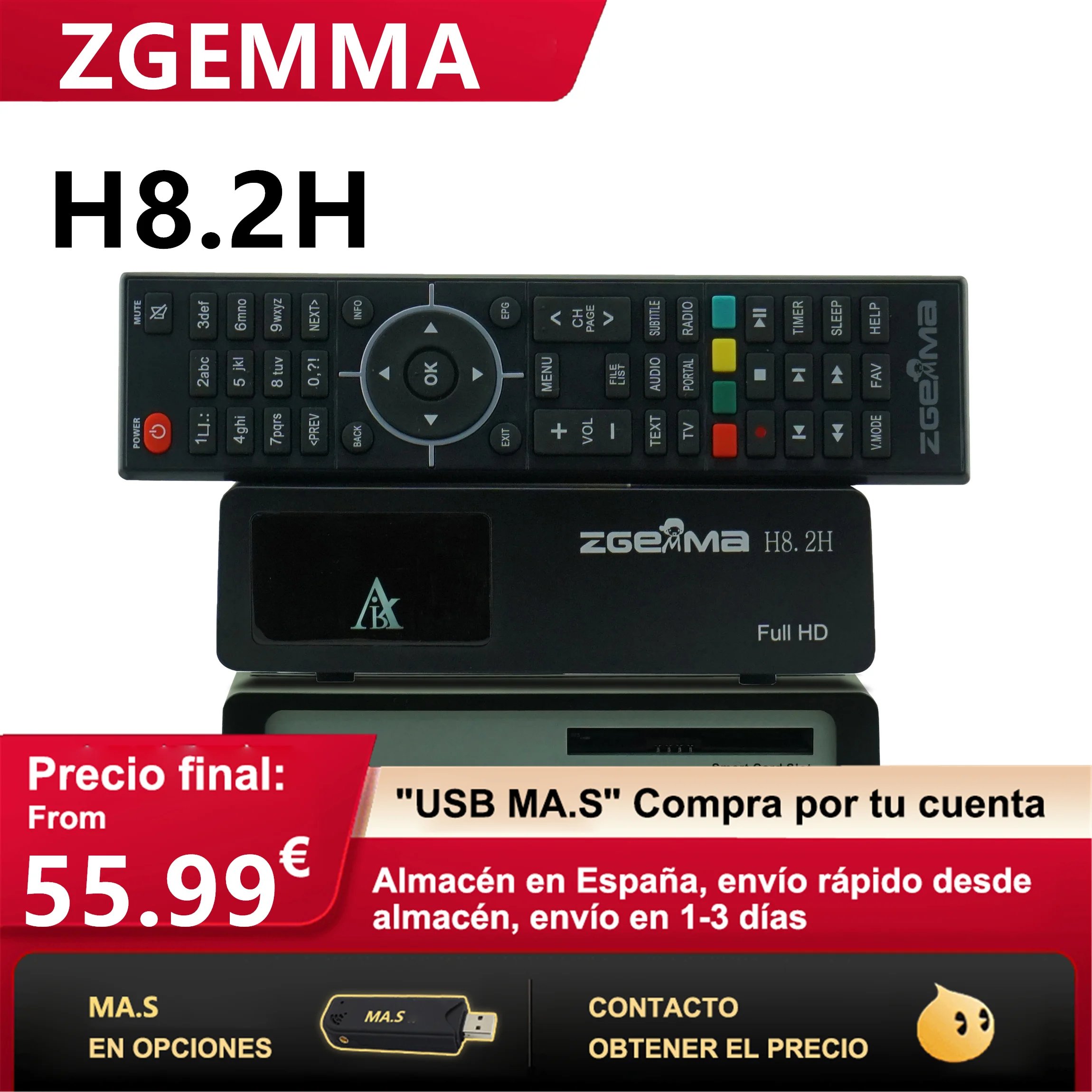 [D7] Digital TV Decoder ZGEMMA H8.2H FULL UHD TV Box Linux OS E2 Dual Core H.265/HEVC DVB-S2X+T2/C Combo Tuner