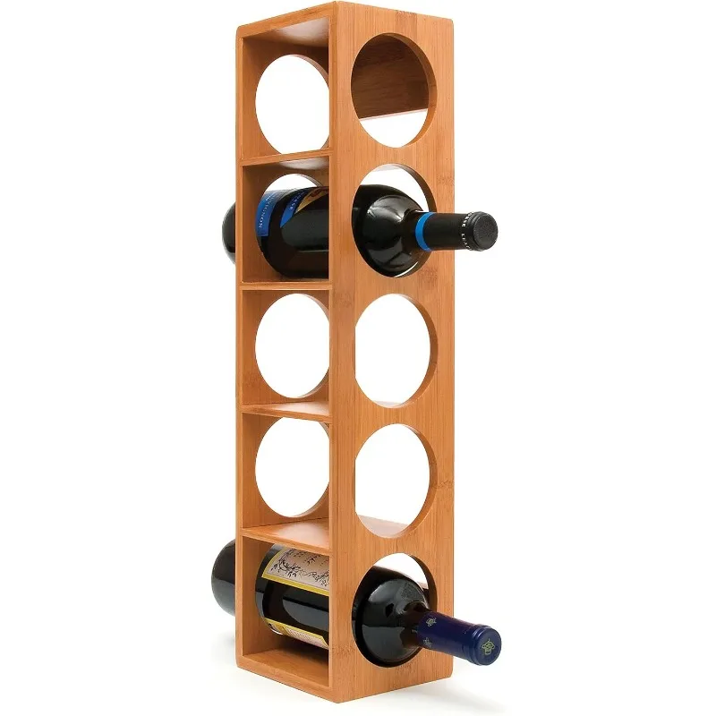 8305 Bamboo Wood Stackable 5-Bottle Wine Rack, 20-3/4