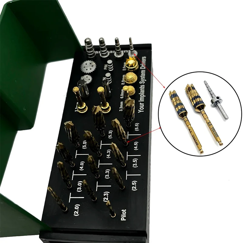 

VV Dental Surgical Implant Drills Osseodensification Burs Kit Maxillary Sinus Lift Drills Kit for Surgical Dentist Lab Tools