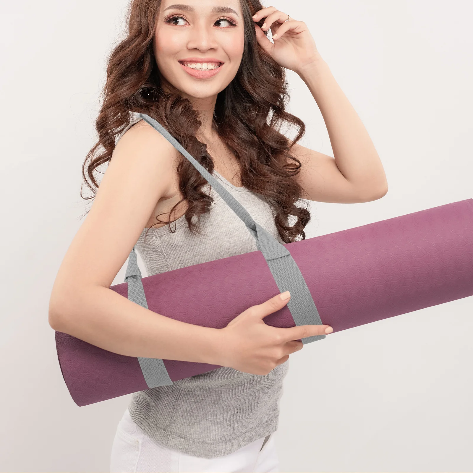 

Gray Adjustable Nylon Yoga Mat Carrying Strap Sling for Storage Gym Yoga Mat Holder Organizer Saddle Hunting Accessories