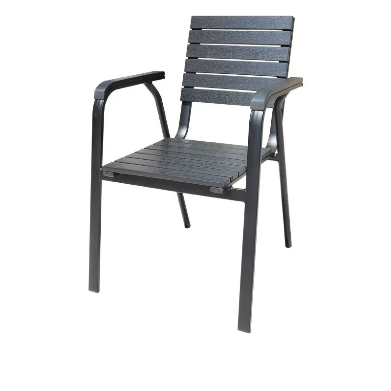 Outdoor plastic wood non-rusting tables and chairs waterproof sunscreen courtyard garden furniture set preservative wood