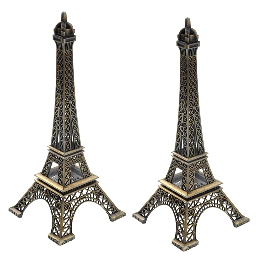 

2 pcs Eiffel Tower Figure Home Desk Decoration Iron Crafts Model Miniature Landscape Props Stylish Finishing