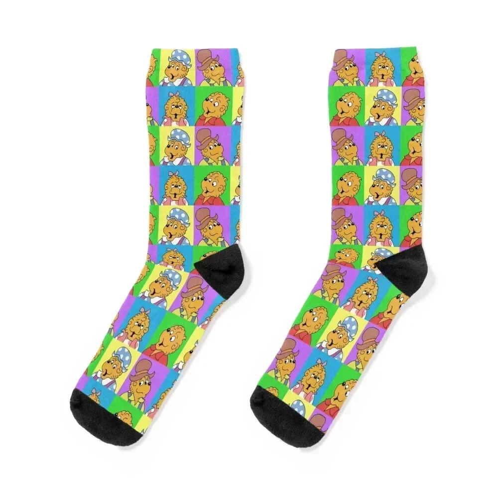 

Berenstein Bears Family Pop Fan Art Squares Socks heated designer Children's cotton Socks For Girls Men's