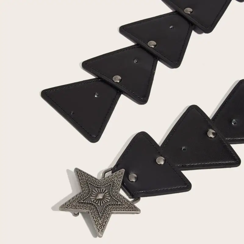 652F Women Decorative Belt Subcultures Five Pointed Star Pants Belt Western Waistband