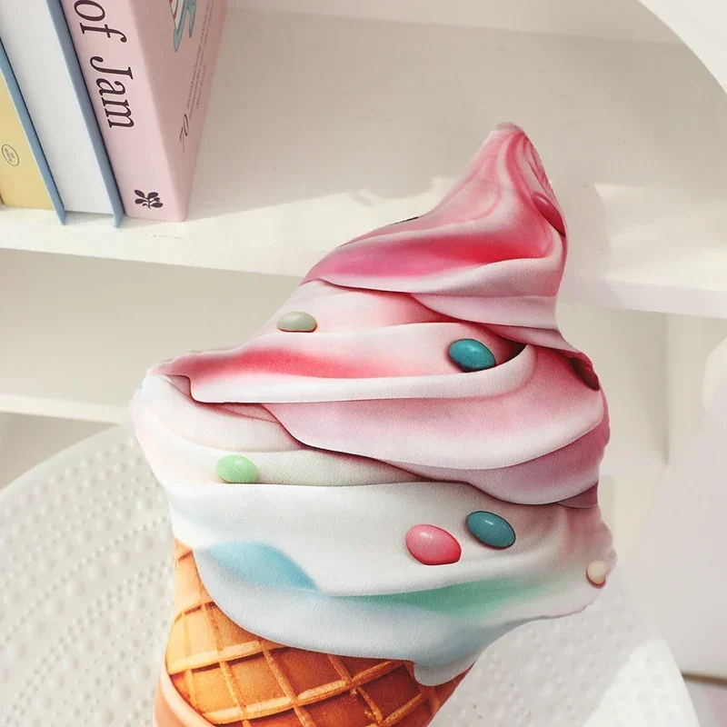 Helado de peluche de imitación, muñeco de helado, cojín relleno de felpa, decoración de sofá, ropa de cama, almohada de postre, regalos rellenos de comida