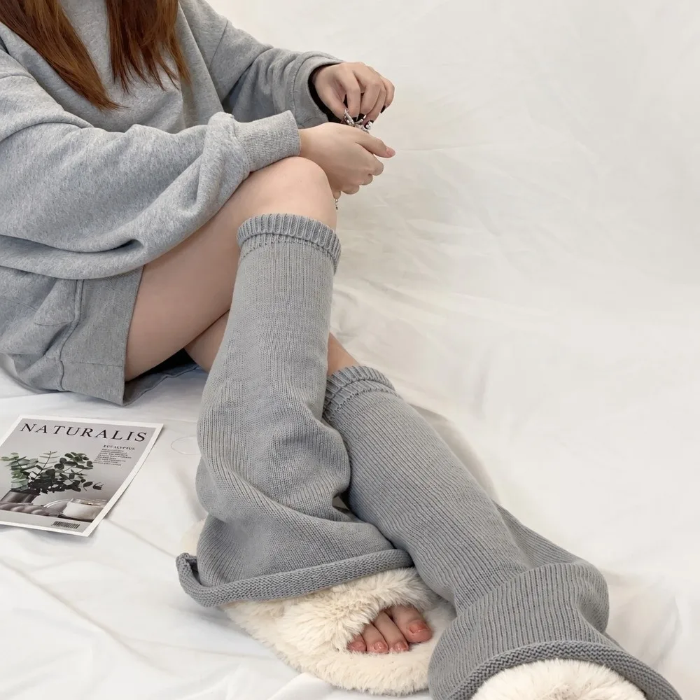 Knitted Leg Warmers Socks Horn Shape Full Colors Leg Warmer Warm Streetwear Wide Leg Sock Covers For Women Ladies Girls