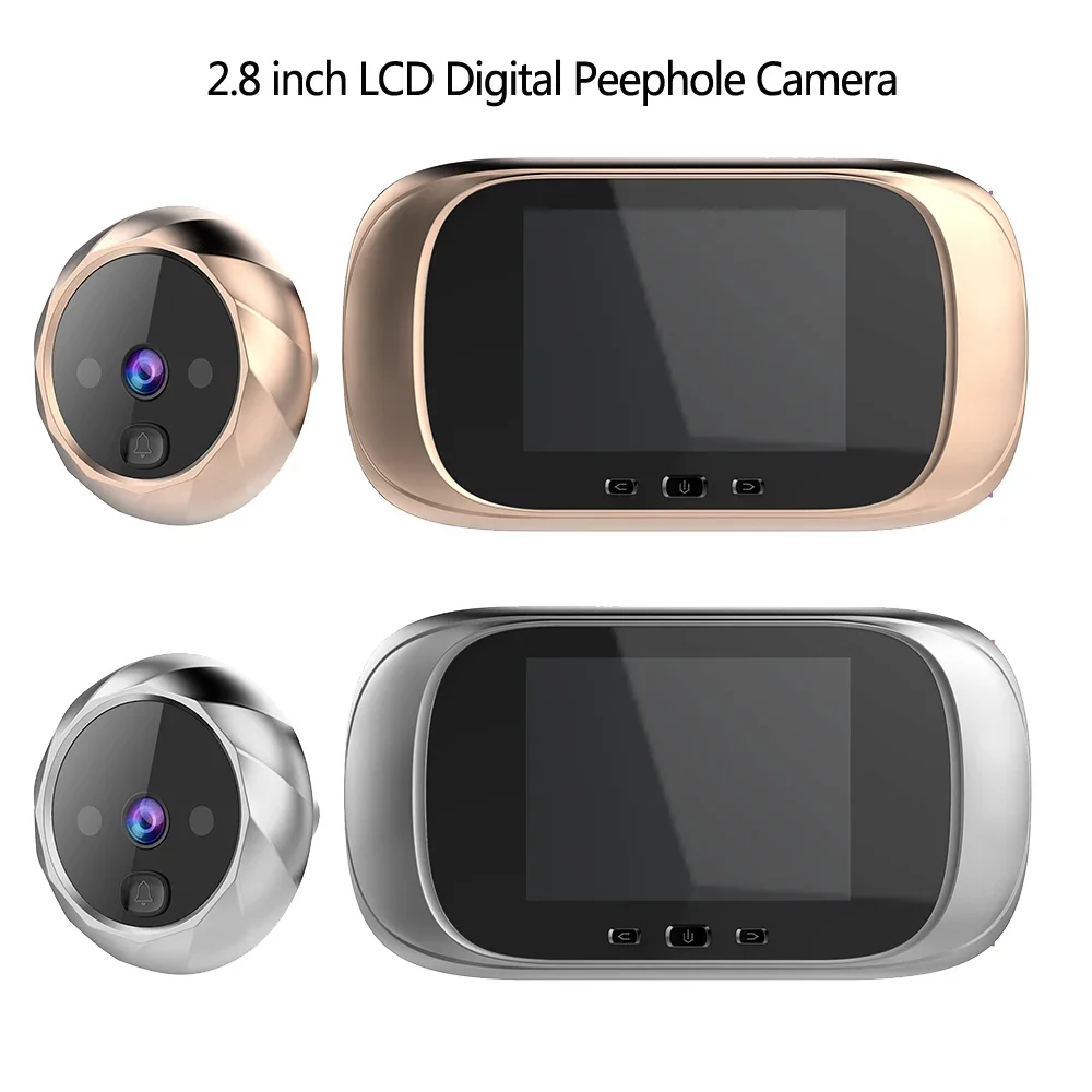 2.8นิ้ว TF หน้าจอ LCD ดิจิตอล90องศาประตูอิเล็กทรอนิกส์ Peephole Door Viewer กลางแจ้งประตู Bell