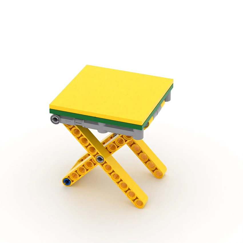 Assembly Folding Stool MOC Bricks Building Blocks Beams Mechanical Flexible Chair Technology Educational Creative Toys Particles