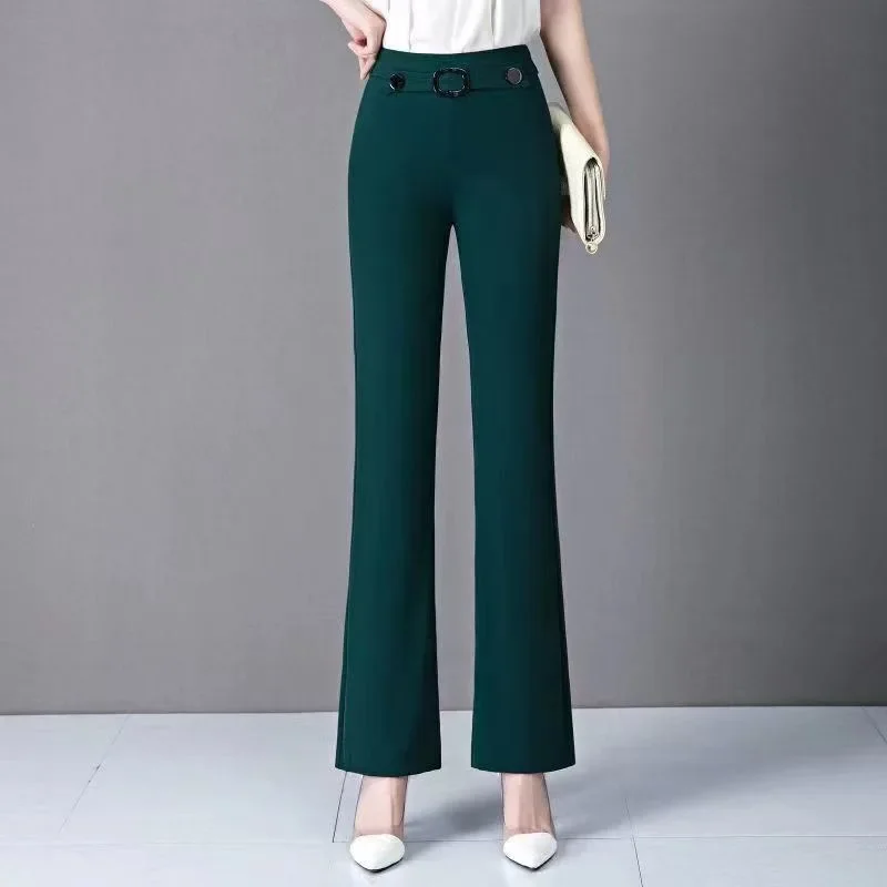 Women's Bell-bottom Pants New Spring Summer Thin High Waist Elastic Slimming Casual Loose Drape Without Wrinkling