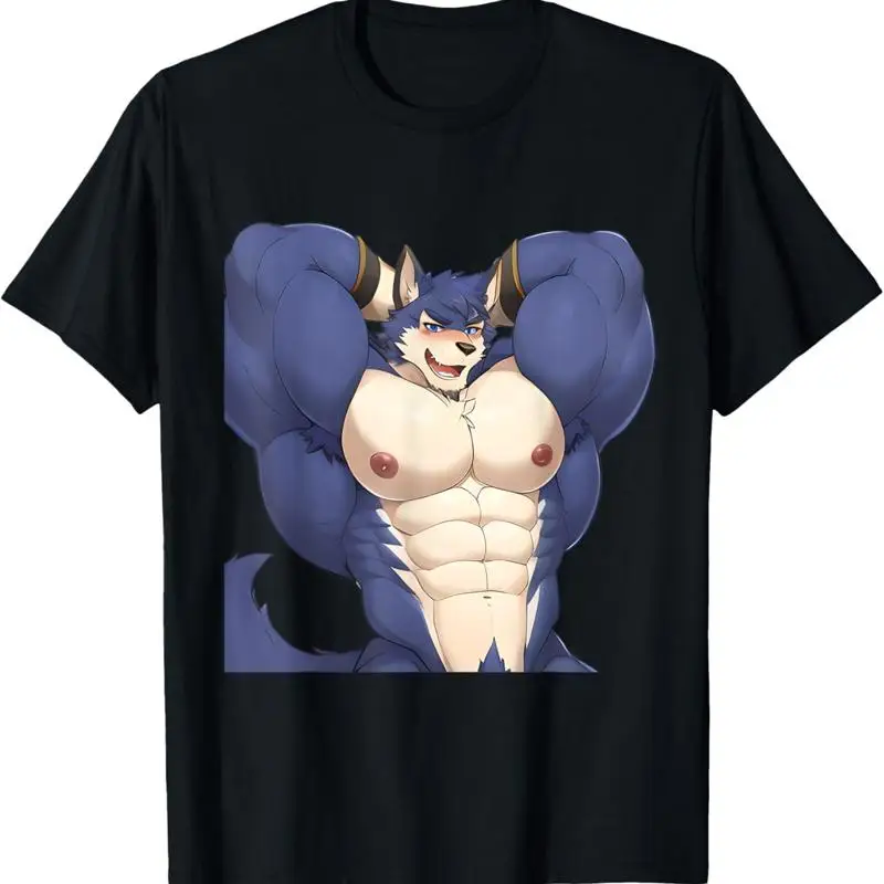 Furry Bara Muscle Stud Tiddies Fursona Gay Abs Yaoi Barazoku T Shirt