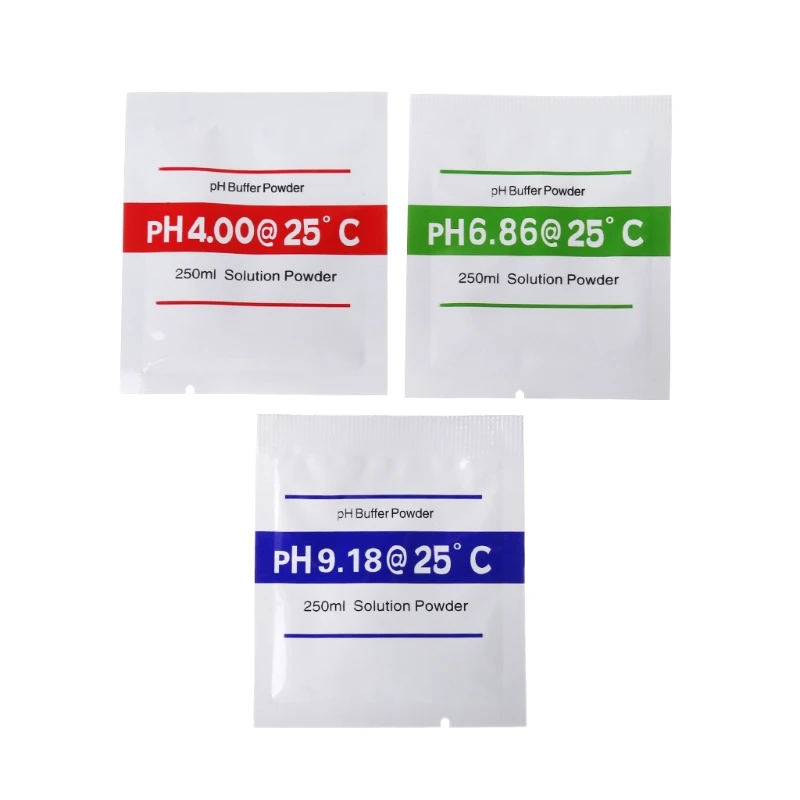 3 Pcs PH Buffer Solution Powder PH Test Meter Measure Calibration 250ml/Bag Suitable for Calibrate pH Meter pH Tester