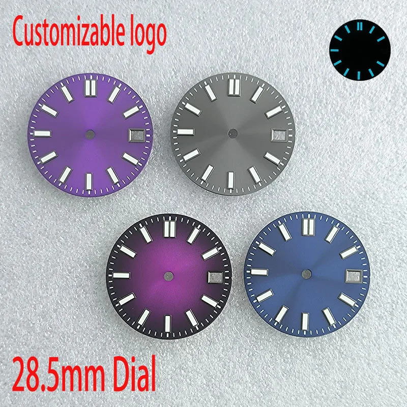 

NH Dial Accessories 28.5mm blue C3 luminous dial can be customized logo for NH mechanical 36/36 movement watch accessories