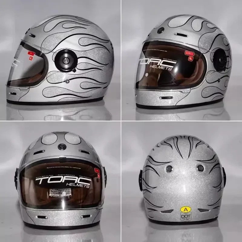 TORC T1 Motorycle Riding Vintage Helmet Men Motorbike Riding Motocross Full Face Helmets Cool Locomotive Capacete De Moto