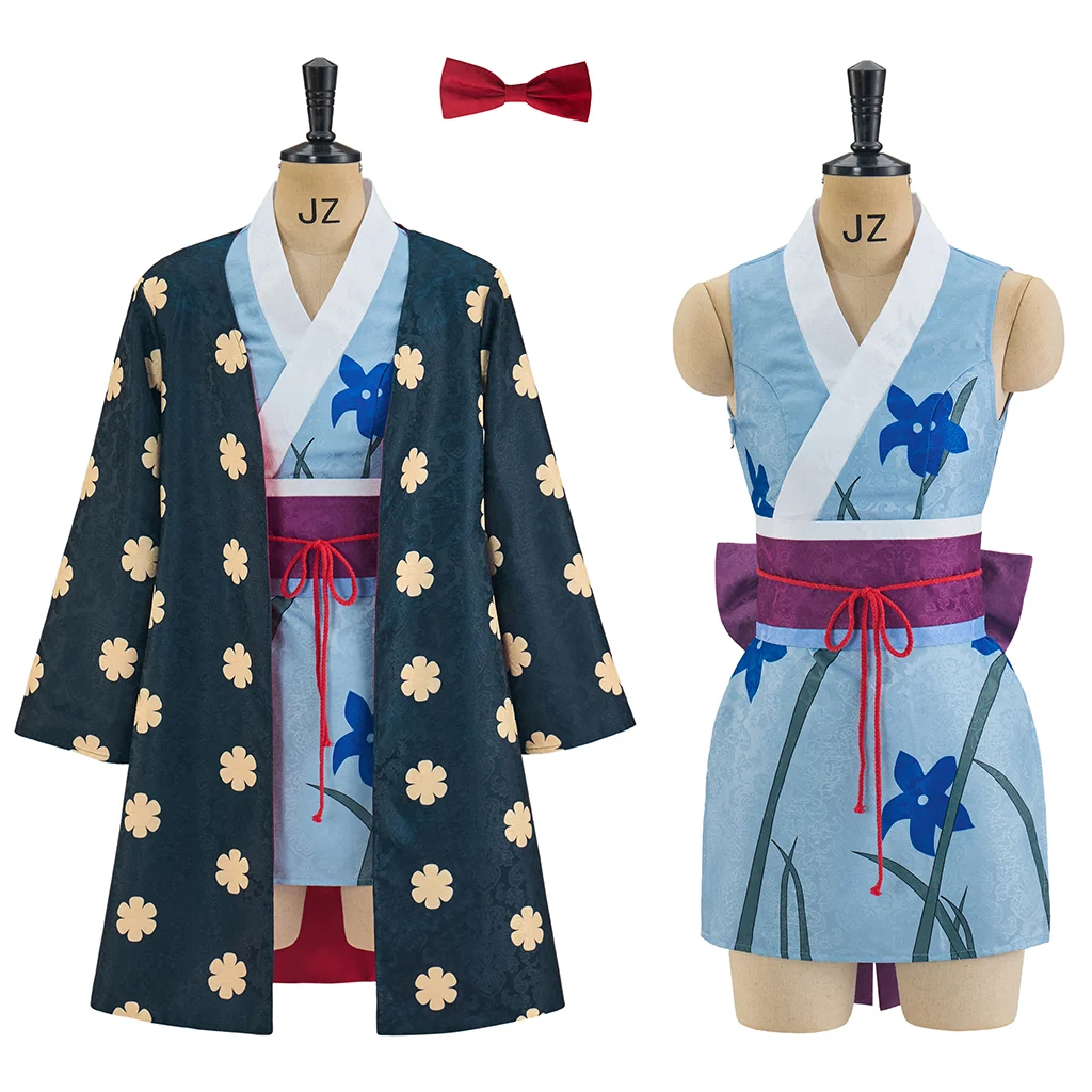 Disfraz de Anime Nico Robin para mujer, traje de kimono japonés a la moda, ropa con estampado oscuro precioso para Halloween