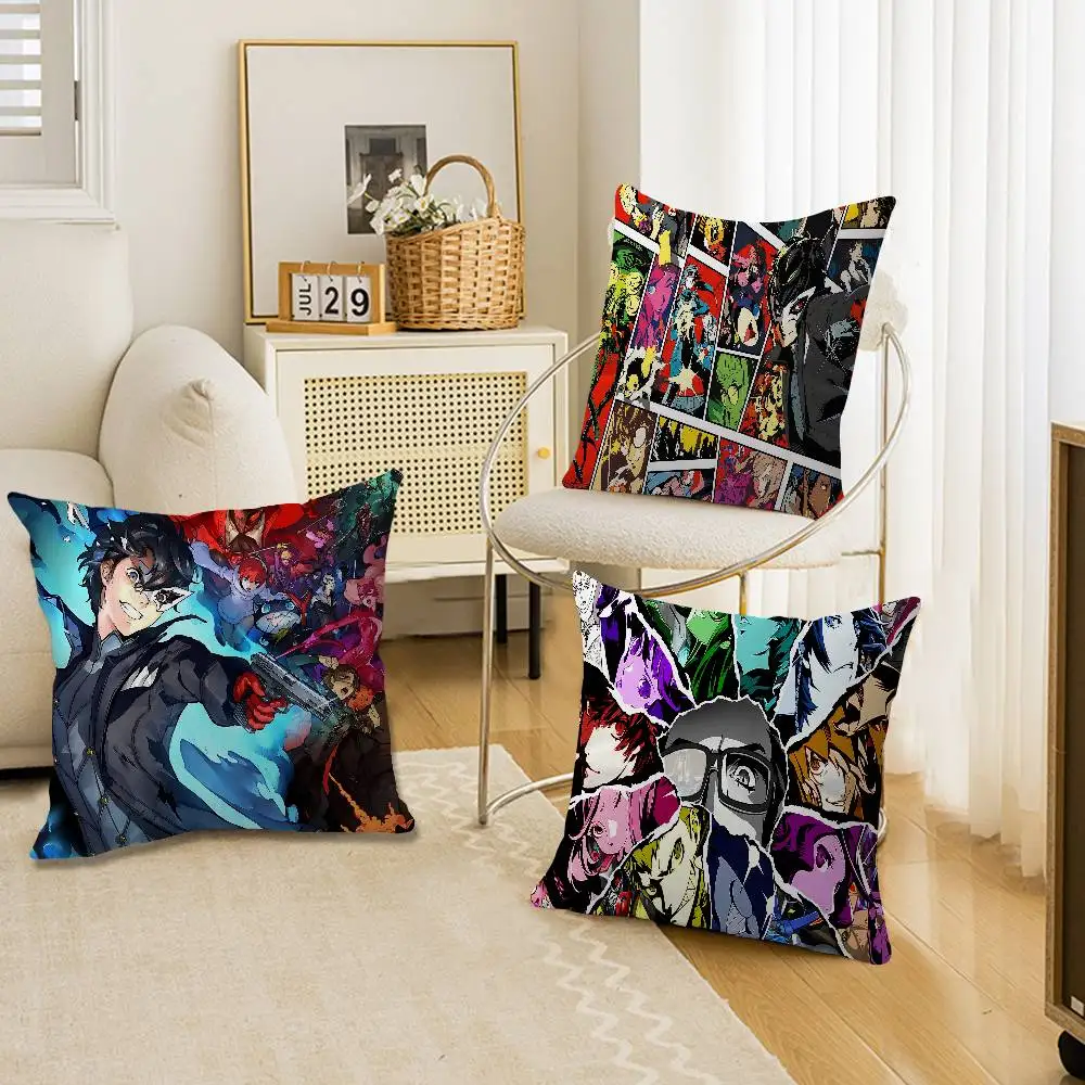 Hot Video P-Persona 5 Gaming Cushion Cover Polyester Sofa Cushions Decorative Throw Pillows Home Decoration Pillowcover