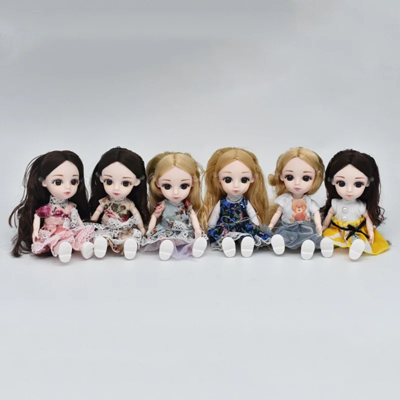 1/12 BJD Doll Joint Movable Simulation Doll Figures 16CM Body Model Dress Up With Skirts Shoes Children Play House Toy Girl Gift