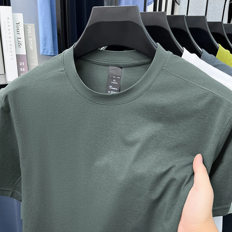 Fashion Casual Men Summer New Short-Sleeved T-Shirt Round Neck Solid Color T-Shirt Multiple Color Options Trend Men's Clothing